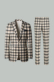 Black Yellow Grid Notched Lapel 2 Piece Men's Prom Suits