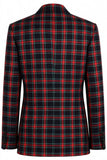 Black Red Grid Peak Lapel Double Breasted 2 Piece Men's Prom Suits