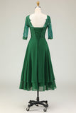 Green A Line Lace Up Back Chiffon Choir Dress with Appliques