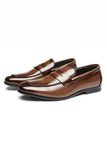 Brown Leather Slip-On Men's Party Shoes