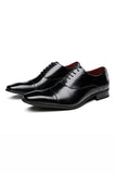 Black Leather Lace-Up Men's Wedding Shoes