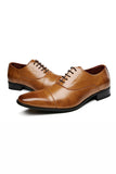 Black Leather Lace-Up Men's Wedding Shoes