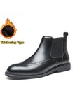 Black High-Top Leather Men's Casual Shoes