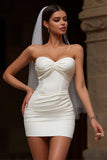 Sweetheart Corset Bodycon Ivory Short Wedding Dress