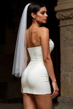 Sweetheart Corset Bodycon Ivory Short Wedding Dress