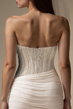 Ivory Sweetheart Bodycon Pleated Short Wedding Dress