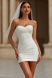 Simple White Bodycon Sweetheart Short Wedding Dress