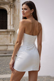 Sweetheart White Bodycon Mini Wedding Dress