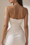 Sweetheart White Bodycon Ruched Mini Wedding Dress