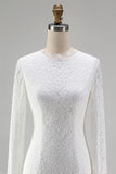 Vintage Ivory Lace High Neck Bodycon Short Wedding Dress with Sleeves