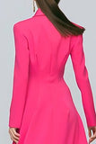 Fuchsia Notched Lapel Single-breasted A Line Blazer Dress