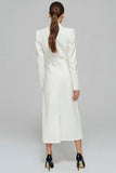 Ivory Sheath Notched Lapel Single-breasted Blazer Dress
