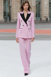 Pink 2-piece Peak Lapel Double-breasted Women Suits