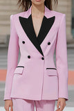Pink 2-piece Peak Lapel Double-breasted Women Suits
