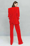 Red 2-piece Peak Lapel Velvet Women Suits