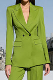 Green 2-piece Peak Lapel Women Suits