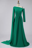 Sparkly Green Asymmetrical Mermaid Long Formal Dress with Side Streamer