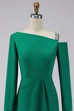 Sparkly Green Asymmetrical Mermaid Long Formal Dress with Side Streamer