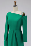 Sparkly Green Asymmetrical Mermaid Long Formal Dress with Side Streamer