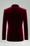 Burgundy Velvet 2 Piece Notched Lapel Men's Prom Suits