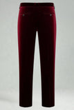 Burgundy Velvet 2 Piece Notched Lapel Men's Prom Suits
