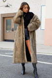 Black Faux Fur Women Long Winter Coat
