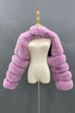 Steel Grey Faux Fox Fur Winter Shawl Women Coat
