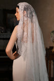 One Tier Ivory Long Lace Wedding Veil