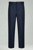 Dark Blue Straight Leg Men's Suit Pants