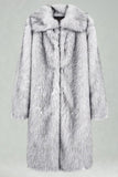White Shawl Lapel Faux Fur Long Men's Coat