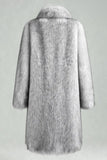 White Shawl Lapel Faux Fur Long Men's Coat