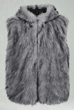 Men's Camel Faux Fur Hooded Vest