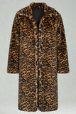 Yellow Leopard Faux Fur Open Front Warmth Men's Winter Coat