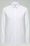White Classic Solid Point Collar Slim Fit  Men's Suits Shirt