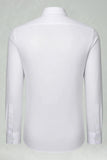 White Classic Solid Point Collar Slim Fit  Men's Suits Shirt