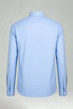 Men's Sky Blue Solid Long Sleeves Suits Shirt
