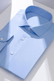Men's Sky Blue Solid Long Sleeves Suits Shirt