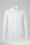 White Solid Classic Long Sleeves Men's Suits Shirt