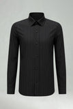 White Stripe Slim Fit Long Sleeves Men's Suits Shirt