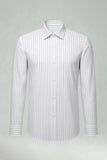 White Stripe Slim Fit Long Sleeves Men's Suits Shirt