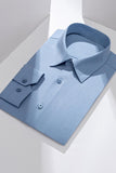 Men's Blue Grey Point Collar Long Sleeves Suits Shirt
