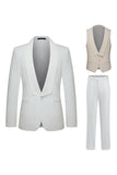 Slim Fit White Shawl Lapel 3 Piece Men's Wedding Suits