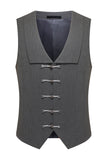3 Piece Notched Lapel Men's Grey Suits
