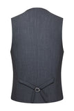 Single Breasted Grey Notched Lapel Men's 3 Piece Suits