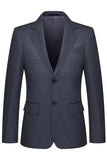 Grey Striped Notched Lapel 3 Piece Men's Suits