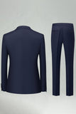 Navy Peak Lapel Slim Fit 2 Piece Men's Suits
