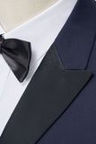 Navy Peak Lapel Slim Fit 2 Piece Men's Suits