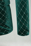 Green Velvet Check Peak Lapel Men's Prom Blazer
