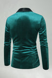 Green Velvet Shawl Lapel Beaded Men's Prom Blazer
