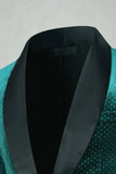 Green Velvet Shawl Lapel Beaded Men's Prom Blazer